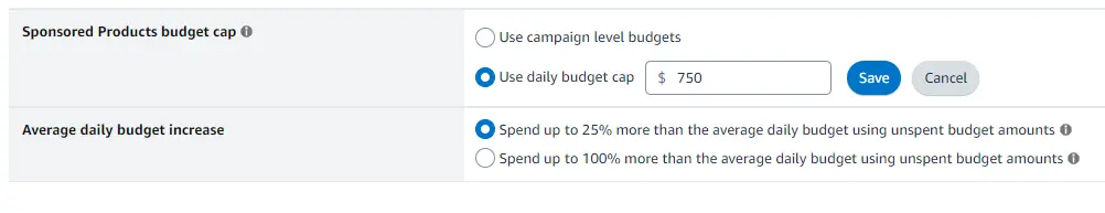 Sponsored Product Budget Cap